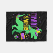 Mardi Gras Saurus Dinosaur T-rex mit Jester-Joker Fleecedecke (Vorderseite (Horizontal))
