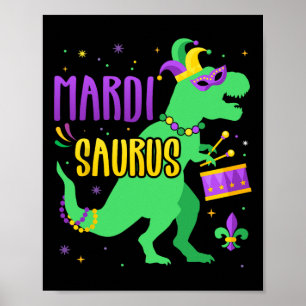 Mardi Gras Saurus Dinosaur T-rex mit Jester-Joker Poster