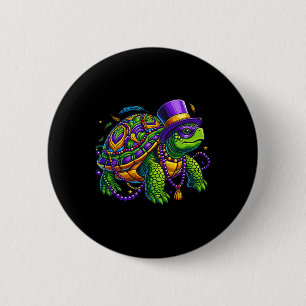 Mardi Gras Schildkröte Süßes Tier Button