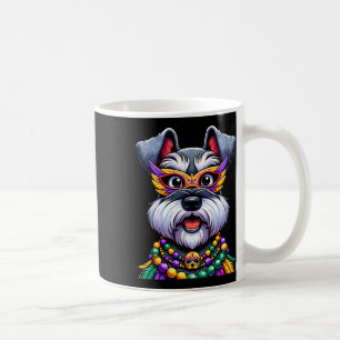 Mardi Gras Schnauzer trägt Kostüm Hundeperlen Mask Kaffeetasse