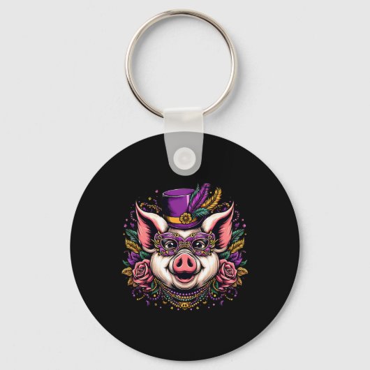 Mardi Gras Schwein Schlüsselanhänger (Vorderseite)