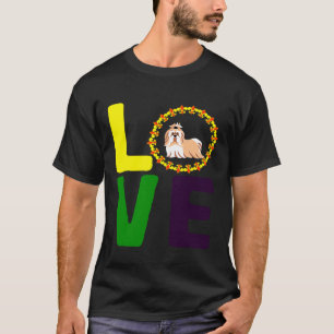 Mardi Gras Shih Tzu Dog Mama Vater Liebe Lilie T-Shirt