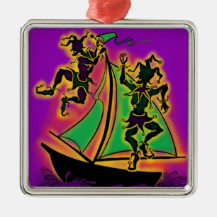 Mardi Gras Ship of Fools Ornament Aus Metall