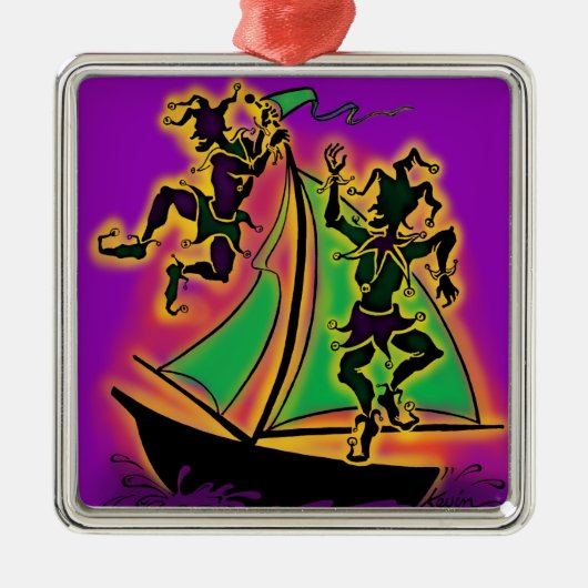 Mardi Gras Ship of Fools Ornament Aus Metall (Vorne)