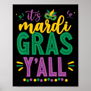 Mardi Gras Shirt Fun 2025 Mardi Gras Y'all Mens Wo Poster