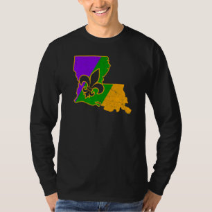 Mardi Gras Shirt Lilie Louisiana Karte neu oder