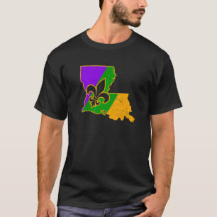 Mardi Gras Shirt Lilie Louisiana Karte neu oder