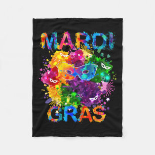 Mardi Gras Shirt Maske Wasserfarben Frauen Männer Fleecedecke