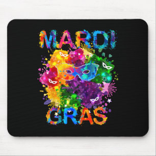 Mardi Gras Shirt Maske Wasserfarben Frauen Männer Mousepad