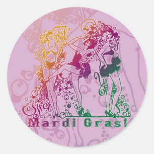 Mardi Gras Showgirls Runder Aufkleber