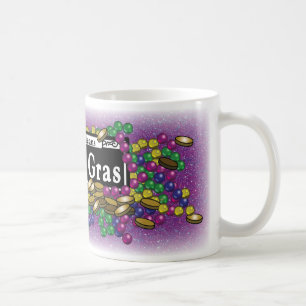 Mardi Gras Sign - Lila Glitzer Kaffee Tasse