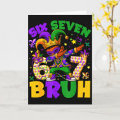 Mardi Gras Six Seven 67 Bruh Meme Dabbing Leprecha Karte (Gelbe Blume)