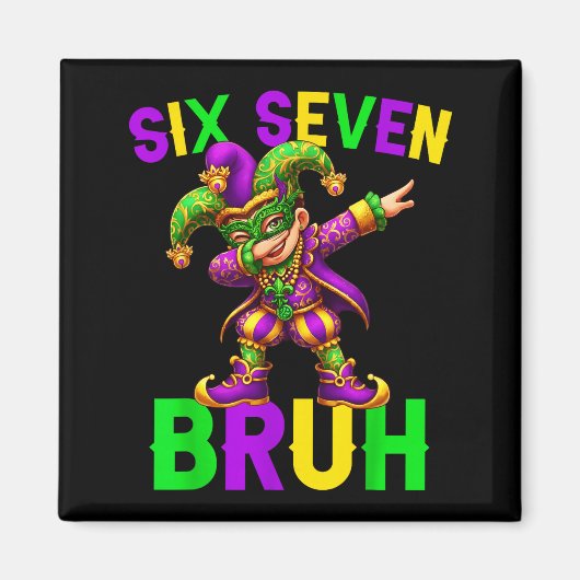 Mardi Gras Six Seven Bruh Dab Jester 6 7 Meme Fat  Magnet (Vorne)