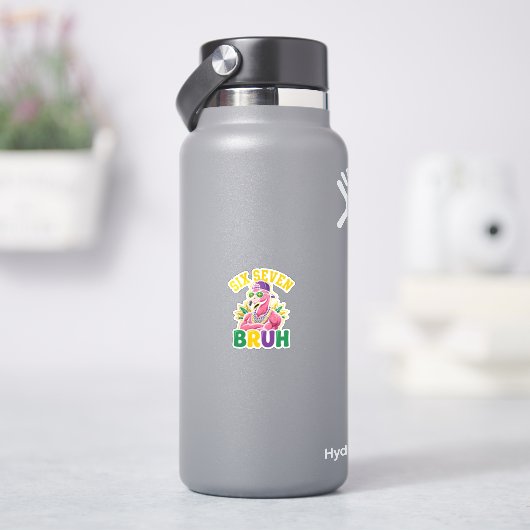 Mardi Gras Six Seven Bruh Flamingo 6 7 Meme  Aufkleber (HydroFlask)