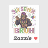 Mardi Gras Six Seven Bruh  gorilla 6 7 Meme  Aufkleber (Blatt)