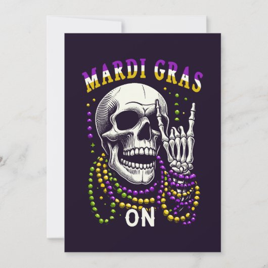 Mardi Gras Skeleton Feiertagskarte (Vorderseite)