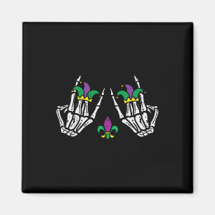 Mardi Gras Skeleton Rocker Hands Rock Music Men Bo Magnet