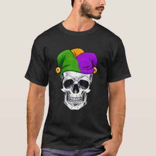 Mardi Gras Skull Jester Hat Funny Parade Kostüm T-Shirt