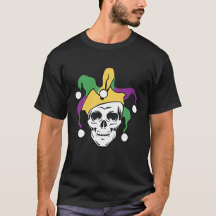 Mardi Gras Skull Jester Hat Funny Parade Kostüm T-Shirt