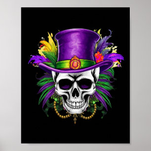 Mardi Gras Skull Karneval Jazz Poster
