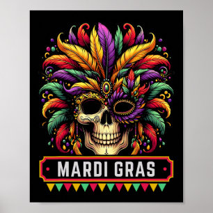 Mardi Gras Skull Maske 2025 Karneval Party Men Wom Poster