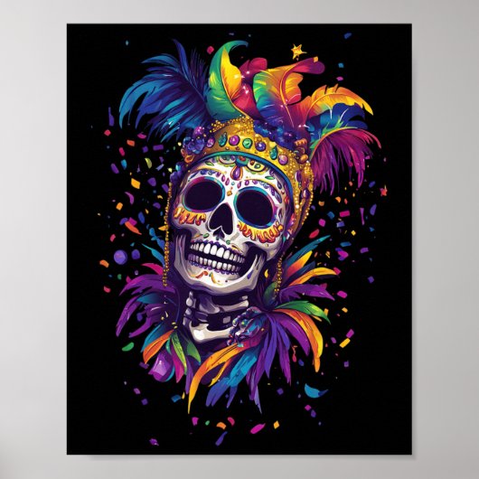Mardi Gras Skull Skeleton Poster (Vorne)