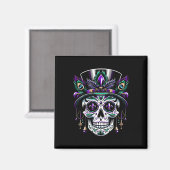Mardi Gras Skull Top Hat New Orleans Hexendoktor Magnet (Vorderseite/Rückseite)