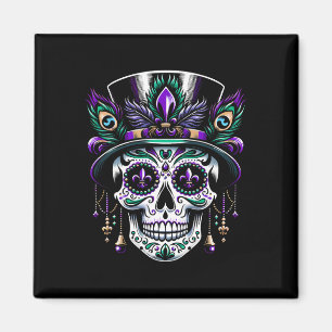 Mardi Gras Skull Top Hat New Orleans Hexendoktor Magnet