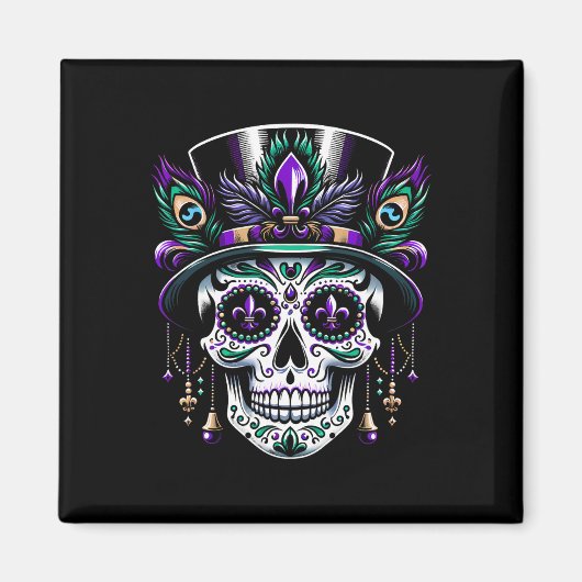 Mardi Gras Skull Top Hat New Orleans Hexendoktor Magnet (Vorne)