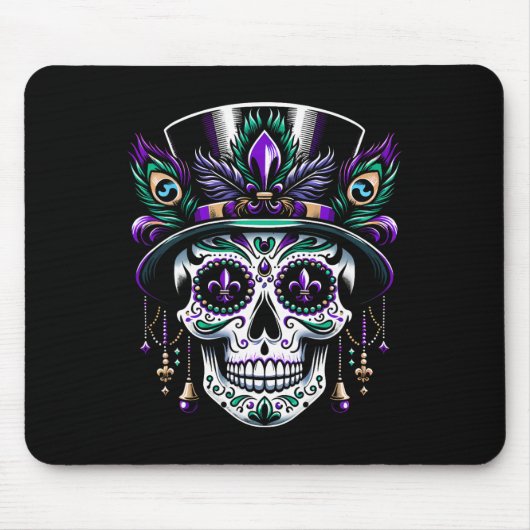 Mardi Gras Skull Top Hat New Orleans Hexendoktor Mousepad (Vorne)