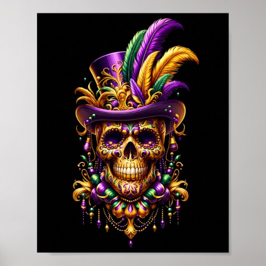Mardi Gras Skull Top Hat New Orleans Hexendoktor Poster (Vorne)