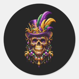 Mardi Gras Skull Top Hat New Orleans Hexendoktor Runder Aufkleber