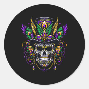 Mardi Gras Skull Top Hat New Orleans Hexendoktor Runder Aufkleber