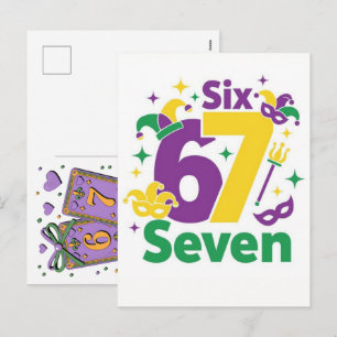 Mardi Gras Spielkarten Six Seven Deck Trucker  Feiertagspostkarte