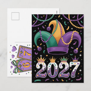 Mardi Gras Spielkarten Six Seven Deck Trucker  Feiertagspostkarte