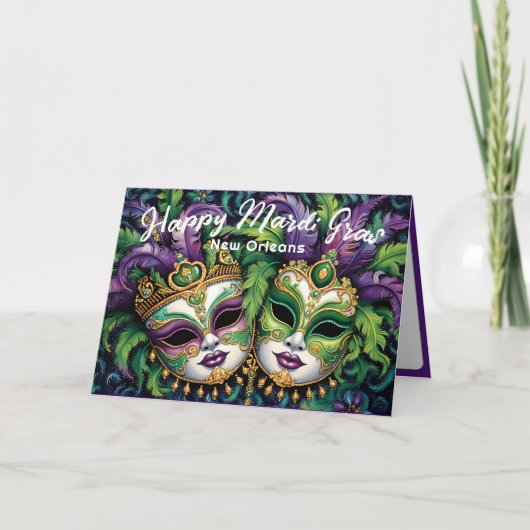 💚 💜 💛 Mardi Gras Splendor Karte (Vorderseite)