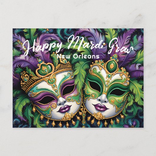 💚 💜 💛 Mardi Gras Splendor Postkarte (Vorderseite)