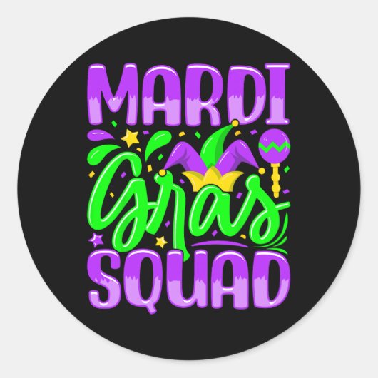 Mardi Gras Squad 1 Runder Aufkleber (Vorderseite)
