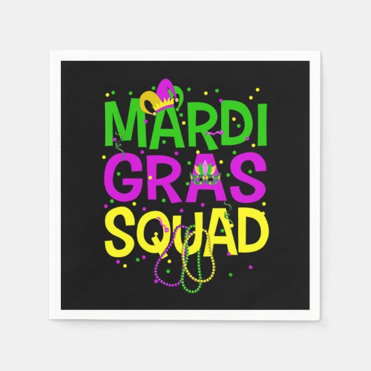 Mardi Gras Squad Beads Jester Hat T - Shirt Serviette (Vorderseite)