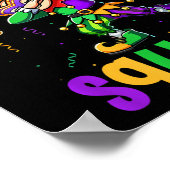 Mardi Gras Squad Dabbing Kid Boy Masked Jester Hat Poster (Ecke)