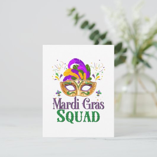 Mardi Gras Squad Feiertagskarte (Stehend Vorderseite)
