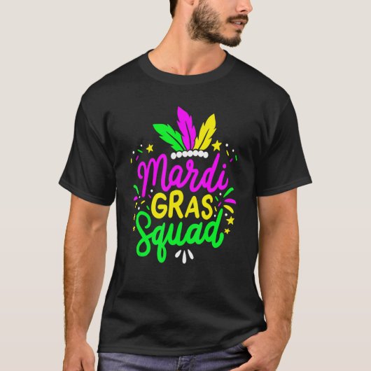 Mardi Gras Squad Funny Festival Parade Party Costu T-Shirt (Vorderseite)