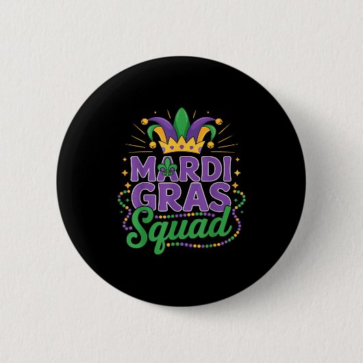 Mardi Gras Squad Matching Group Cruise Crew Party Button (Vorderseite)