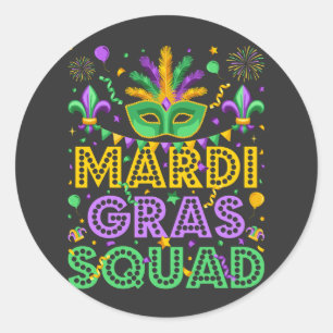 Mardi Gras Squad Matching Runder Aufkleber