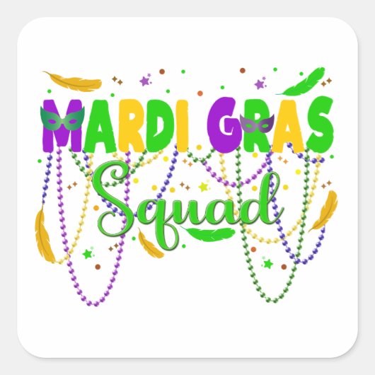 Mardi Gras Squad NOLA Parco Tassino Quadratischer Aufkleber (Vorderseite)