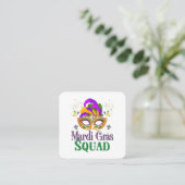 Mardi Gras Squad Quadratische Visitenkarte (Stehend Vorderseite)