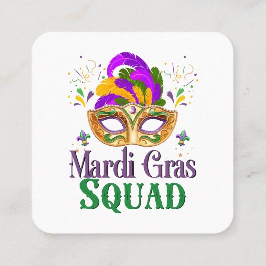 Mardi Gras Squad Quadratische Visitenkarte (Rückseite)