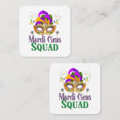 Mardi Gras Squad Quadratische Visitenkarte (Vorne/Hinten)
