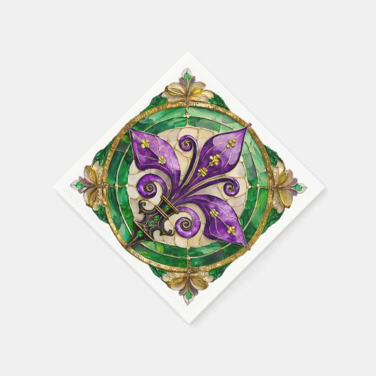 Mardi Gras Stained Glass Fleur de lis Serviette (Ecke)