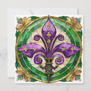 Mardi Gras Stainglas Fleur di lis